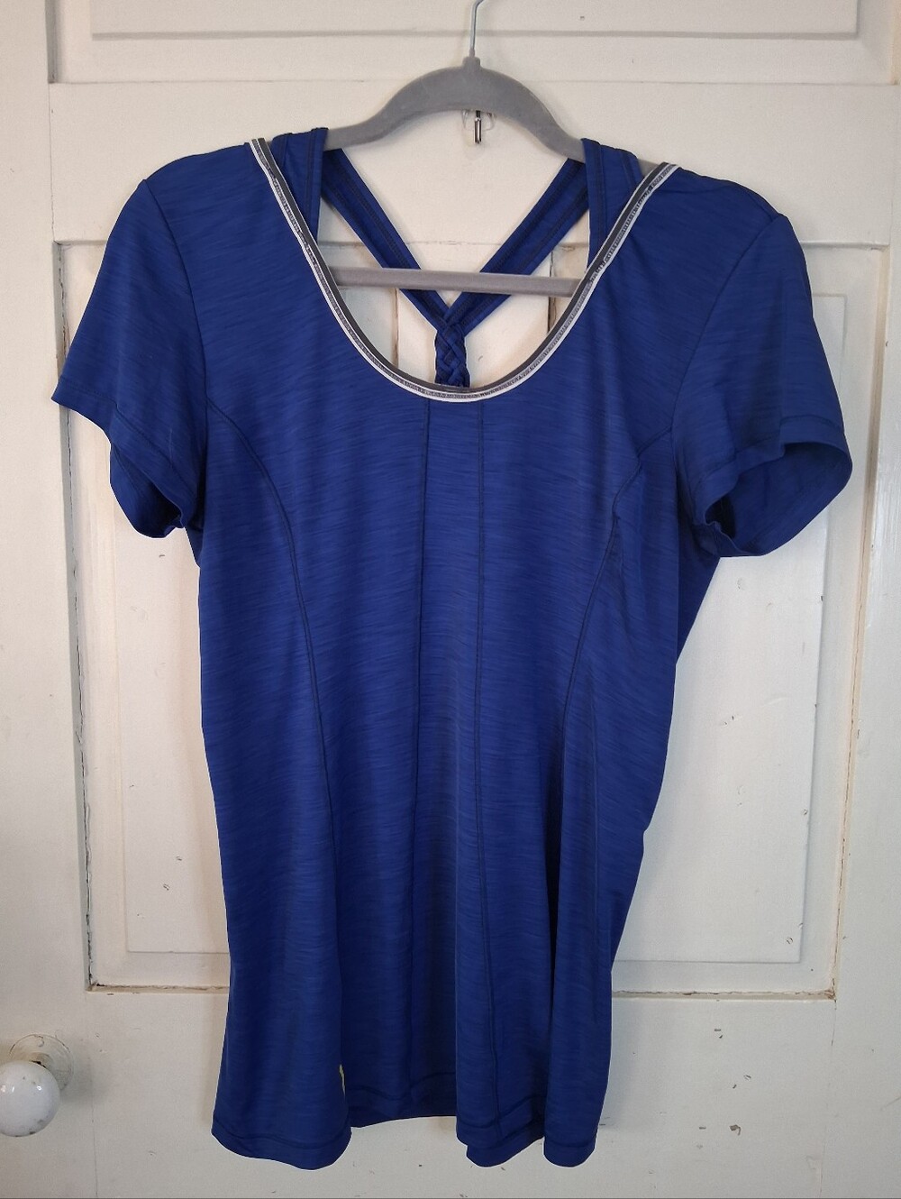 Lole Women's Performance AthleticTee with Braided Strappy Back Royal Blue Sz S